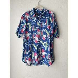 Vineyard Vines Sailboat Shirt Medium Classic Fit SS Regatta Print Pink Pony Logo